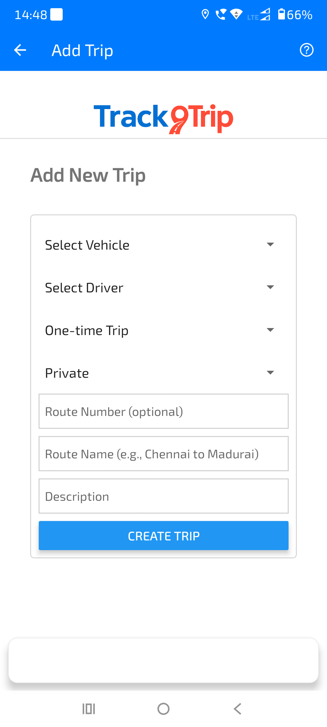 Add new Trip Screenshot